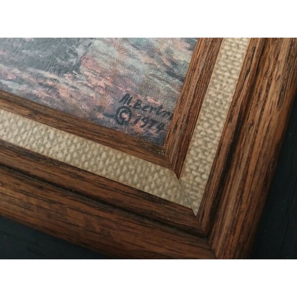 Barn Farmhouse Country Rustic Art Print on board Signed 1974 Wood Frame 13x15" - Picture 4 of 16